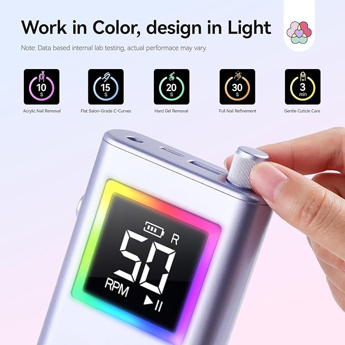 SAVILAND Advanced 50000 RPM Nail Drill Professional: 10S Fast Removal Electric Nail File Portable Nail Filer Electric with Rechargeable Electric Nail Drill Bits Pro Acrylic Nail Manicure Nail Tools-BrightBean Baby