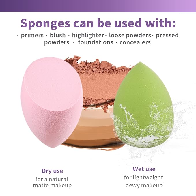 UCANBE Makeup Setting Spray + Face Primer + Make Up Sponge, Gel-Based Hydrating Primer, Lightweight, Long Lasting Matte Finishing Spray,Beauty Blender Set-BrightBean Baby