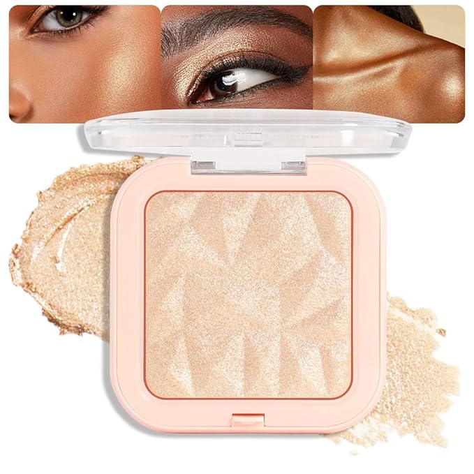evpct Sun Glow Face Highlighter Makeup Shimmer Glitter Diamond Sparkly Highlighters Makeup Palette Powder for Face Body Cheek Skin iluminadores iluminador de jos maquillaje luminizers E03-BrightBean Baby
