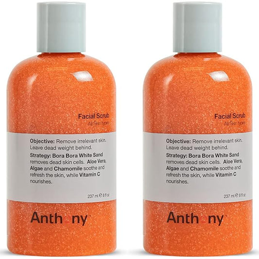 Anthony Facial Scrub, 8 Fl Oz, Contains Aloe Vera, Sand, Algae, Chamomile, Vitamin C, Soothes, Protects, Refreshes and Removes Dead Skin Cells (2 pack)-BrightBean Baby