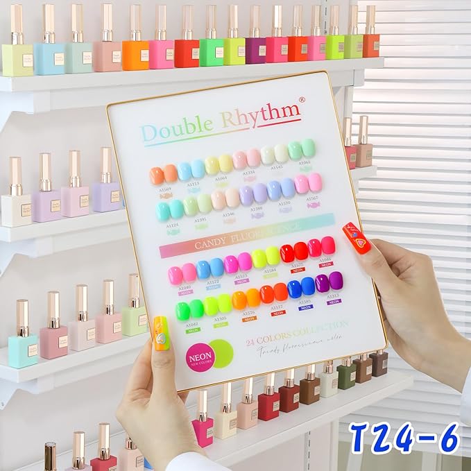 Double Rhythm 28Pcs 0.5Oz Gel Nail Polish Set Same Color Same Bottle Soak Off Gel Polish Kit Nail Art Manicure Salon DIY at Home for Women (Candy Neon Collection-T24-6)-BrightBean Baby