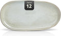Organic Shape Restaurant Serving Tray 13" x 7", Commerical Grade Catering Stoneware Tray in Ir-regular Organic Shape, Chip & Scratch Resistant, Glossy Reactive Glaze Grey, Case of 12