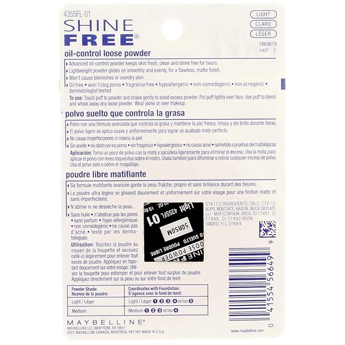 Maybelline New York Shine Free Oil Control Loose Powder, Light [210] 0.7 oz (Pack of 2)-BrightBean Baby