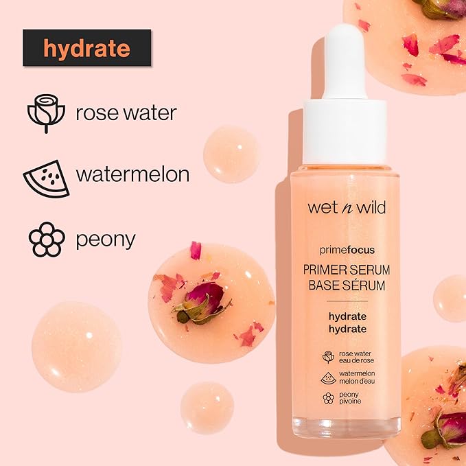 wet n wild Prime Focus Facial Serum Primer Makeup Extending, Hydrating Face Skin Care Product, Reduces Fine Lines And Wrinkles, For Repairing Dry Skin, Retinol Alternative-BrightBean Baby