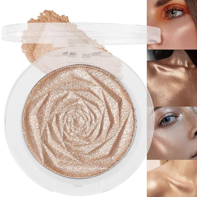 evpct Champagne Gold Face Highlighter Makeup Shimmer Glitter Diamond Sparkly Highlighters Makeup Palette Powder for Face Body Cheek Skin iluminadores iluminador de jos maquillaje luminizers 03-BrightBean Baby