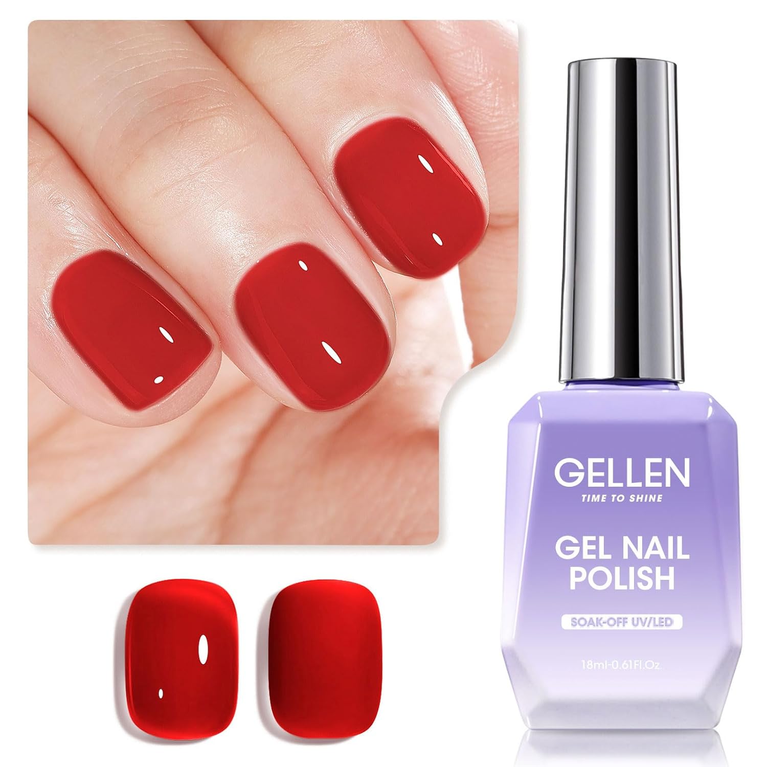 Gellen Red Gel Nail Polish Jelly Gel Polish 18ML 1Pc Sheer Red Nail Gel Polish Nail Lamp Soak off Classic Translucent Nail Polish Salon DIY Nail Art Manicure at Home Holiday Gift for Women, 0.61 Fl Oz-BrightBean Baby