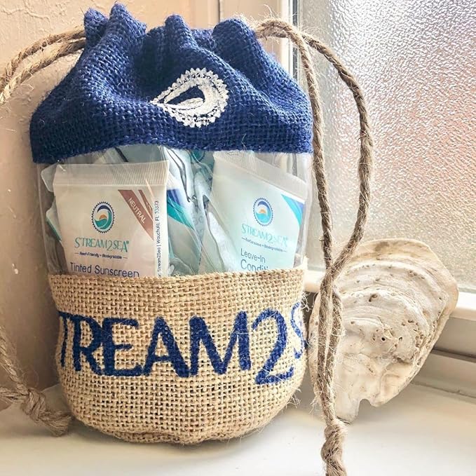 EcoConscious Travel Kit Body & Hair Care Gift Set | Shampoo & Body wash | Conditioner | SPF30, SPF20 and Mineral Sunscreen | SPF 30 Cucumber Mint and Hydrate Cherry Vanilla Lip Balm by Stream2Sea-BrightBean Baby