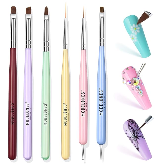 Modelones Nail Art Brushes Set, Nail Brush kit Gel Polish, Extension Gel, Liner, Carving, Apex Building, Dotting Pens Professional Tools for Drawing Painting 3D Design Salon & DIY Use-BrightBean Baby