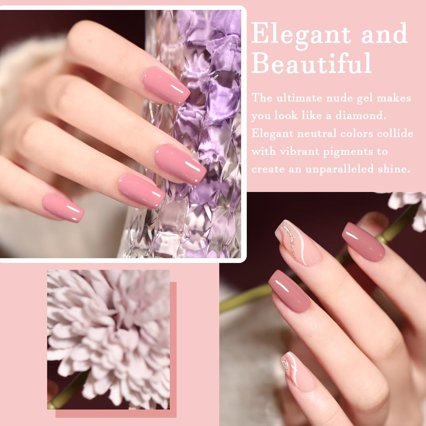 Nude Gel Nail Polish Set, 10 Colors Neutral Gel Polish Nude Pink Skin Tone Glitter Nail Polish Gel Starter Kit Soak Off All Season LED Manicure DIY Salon Gifts for Women Girls-BrightBean Baby