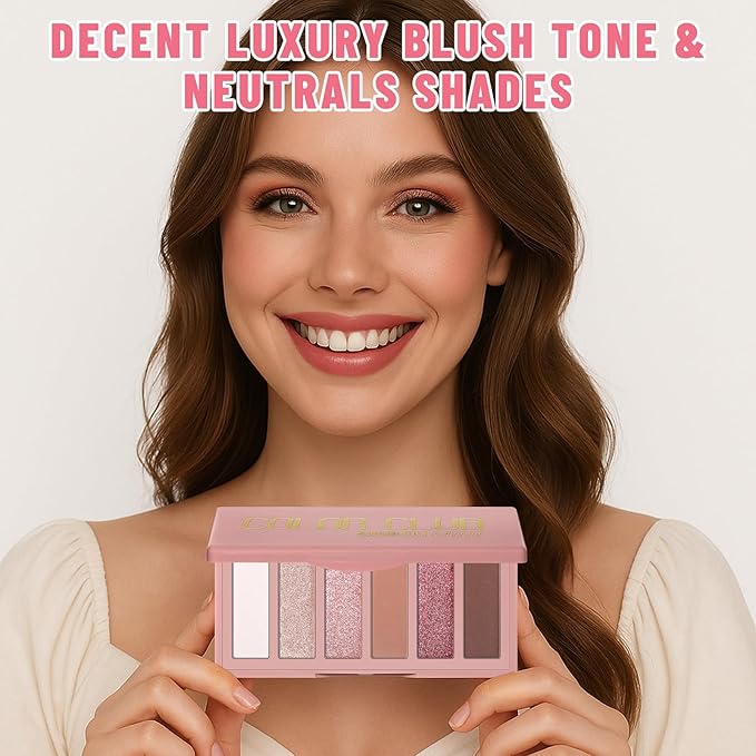 6 Colors Mini Naked Eyeshadow Makeup Palette Blush-colored Neutral Tone Eye Shadow Matte & Shimmer Nude Make Up Pallet with Mirror Blendable Highly Pigmented Travel Size Gift Kit 03-BrightBean Baby