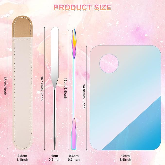 Makeup Spatula Korean Set, Senbos Professional Acrylic Makeup Palette with 2 Pcs Spatula Tool, Tray Apply for Foundation Eye Shadow Lipsticks Nail Art Pigment Blending Set with Leather Covers-BrightBean Baby