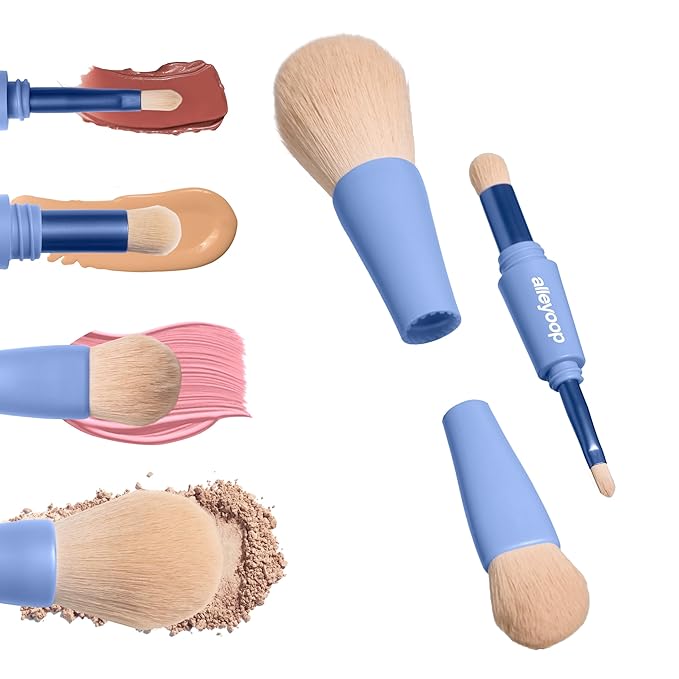 Alleyoop Overachiever 4-in-1 Travel Makeup Brush Set – Powder, Blending, Precision & Complexion Brushes – Mini Makeup Brush for Women, Vegan, Multi-Use & Travel-Friendly Makeup Tool-BrightBean Baby
