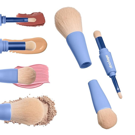 Alleyoop Overachiever 4-in-1 Travel Makeup Brush Set – Powder, Blending, Precision & Complexion Brushes – Mini Makeup Brush for Women, Vegan, Multi-Use & Travel-Friendly Makeup Tool-BrightBean Baby