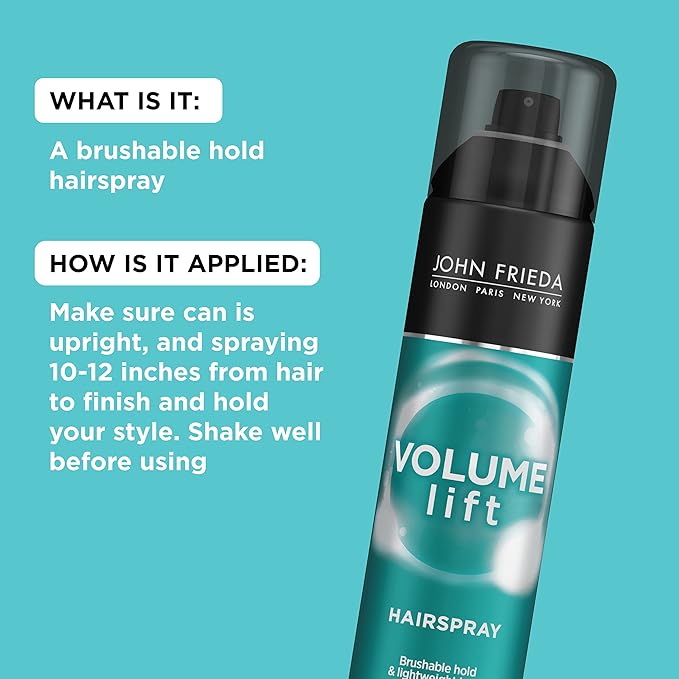 John Frieda Volume Lift Hairspray, Volumizing Hairspray with Air-Silk Technology for Fine or Flat Hair, Adds Body, Long-Lasting Hold, and Fullness for Fine, Thin Hair, 10 Oz, Pack of 2-BrightBean Baby
