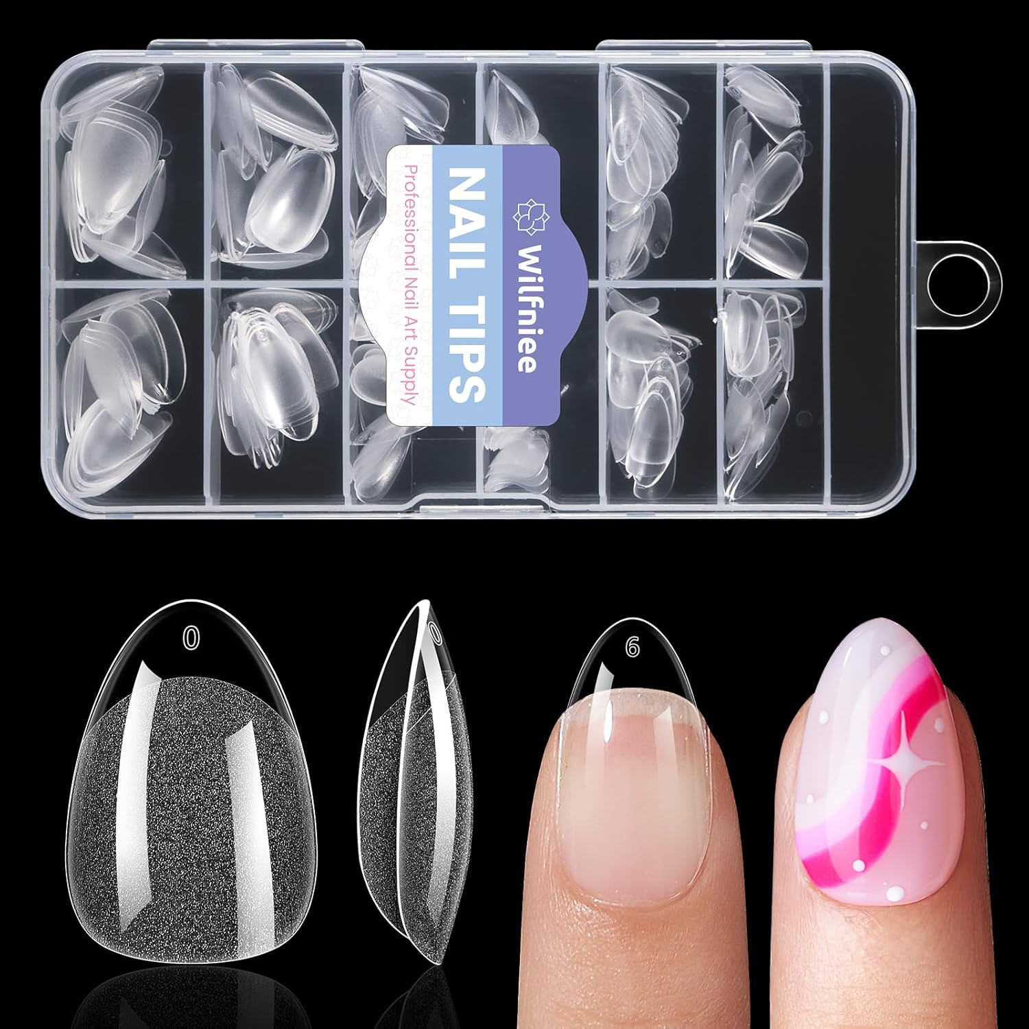 Extra Short Almond Nail Tips: 240Pcs Small Almond Shape Soft Gel Fake Nail Tips for Nail Extension, 12 Sizes Full Cover Clear Press on Nails for Girls for Home DIY Salon-BrightBean Baby