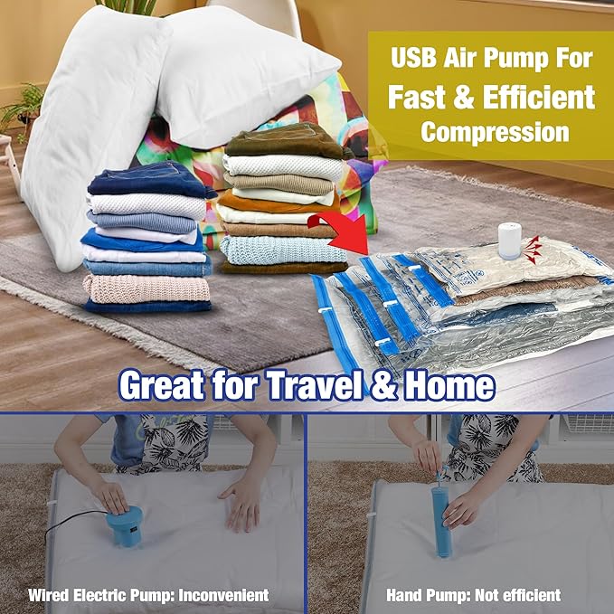 Travel Vacuum Bags with Electric Pump for Luggage and Suitcase, Vacuum Seal Compression Packing Bags for Clothes Clothing, Combo 18 Pack-BrightBean Baby