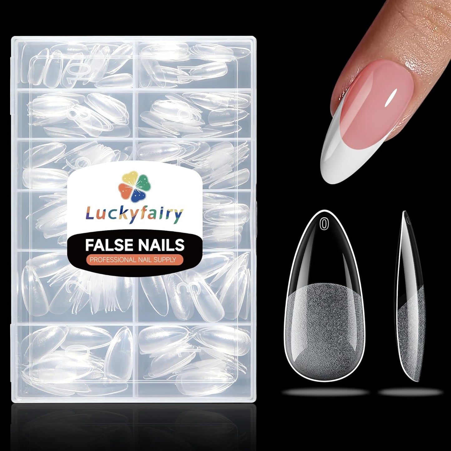 Medium Almond Nail Tips, 240pcs Soft Gel Pre-Filed Acrylic Almond Fake Nails, Half Matte Full Cover Clear Press on Flase Nail Tips for Nail Extension Home DIY 12 Sizes Gelly Tips-BrightBean Baby