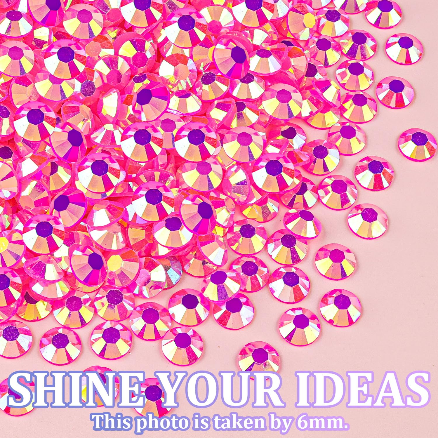 25000Pcs Resin Jelly Rhinestones with Tweezers for Crafting, Hot Pink AB 2-6mm Mixed Sizes Non Hotfix Flatback Gems, Bedazzling Crystal for DIY Crafts Clothing Tumblers Mugs Shoes Decor Nail Art-BrightBean Baby