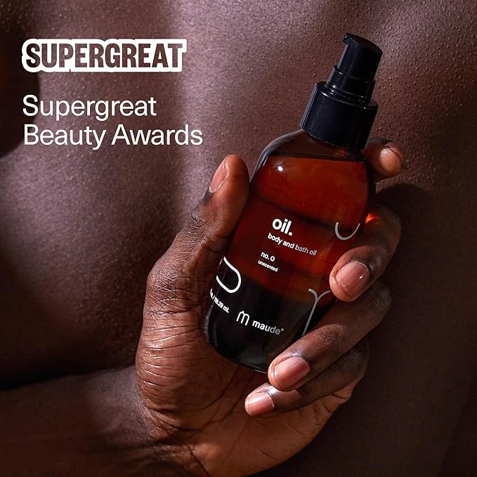 Maude Oil No. 0 - Hydrating Organic Massage + Body Oil - Skin Moisturizer with Organic Jojoba, Coconut & Castor Oil - Rich in Vitamin B + Vitamin E (4 fl oz)-BrightBean Baby