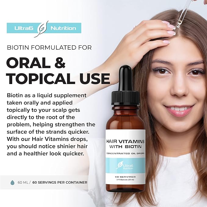 Liquid Biotin with Hair Vitamins - Vitamin C, E, B6 & Organic Coconut Oil - Liquid Biotin for Hair, Skin, Nails and Immunity Support-BrightBean Baby