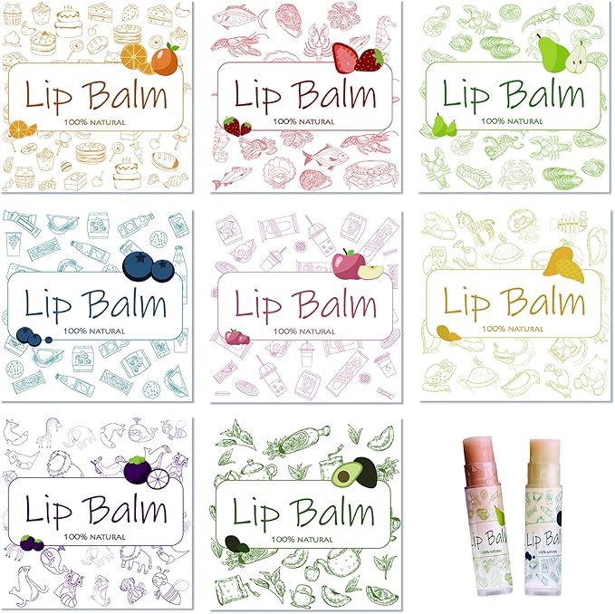 CRASPIRE Lip Balm Labels 80pcs Homemade Lip Balm Labels 2” Clear Lip Balm Labels for Tubes Printable Waterproof Lip Balm Stickers Labels for Lip Balm Handcream Candle Container（Food Logo）-BrightBean Baby
