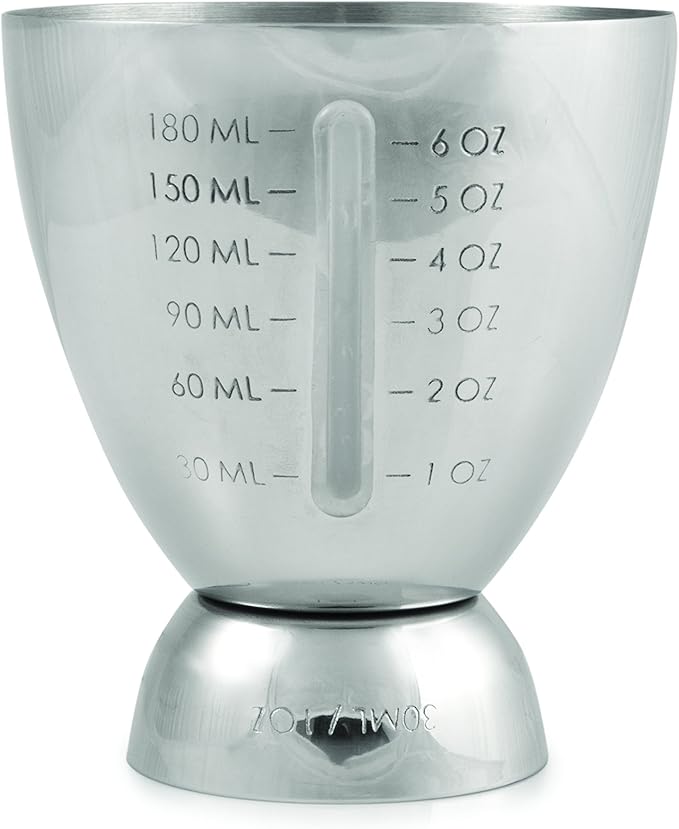 True Vista Stainless Steel Double Jigger for Bartending, Cocktail Measuring Jiggers for Margarita, Whiskey Sour, Bloody Mary, Mocktails and Other Drinks, Home Bar Accessories, 6 oz & 1 oz, Set of 1