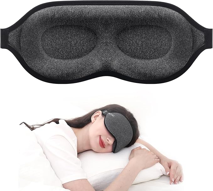 MZOO Luxury Sleep Mask for Back, Side Sleeper, Complete Light Blocking Sleeping Eye Mask Night Blindfold, 3D Zero Pressure & Spacious for Lash Extensions, Breathable Soft Eye Cover Flight Nap Travel-BrightBean Baby
