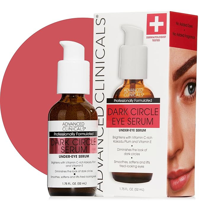 Advanced Clinicals Dark Circle Caffeine Under Eye Serum For Face With Hyaluronic Acid Moisturizer + Peptides | Brightening Vitamin C Serum Helps Improve Look Of Puffy Eye & Fine Lines, 1.75 Fl Oz-BrightBean Baby