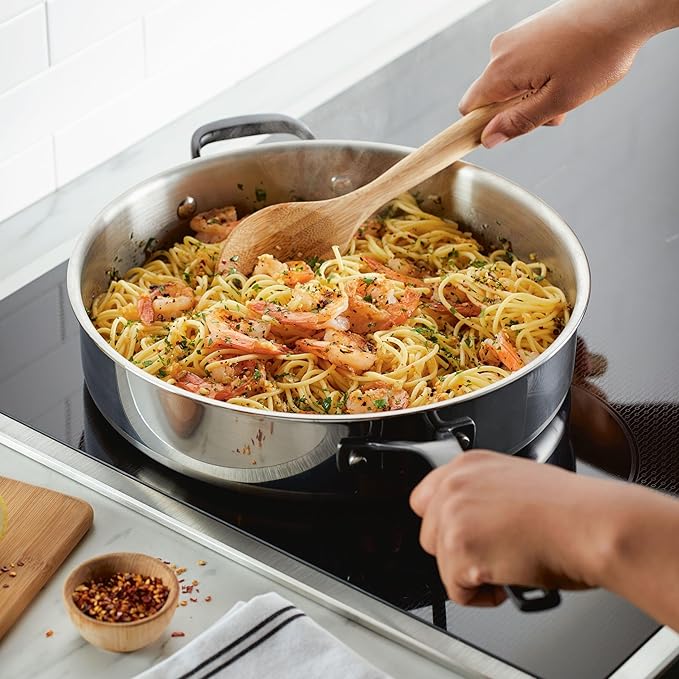 KitchenAid 5-Ply Stainless Steel Saute Pan with Lid 5 Quart
