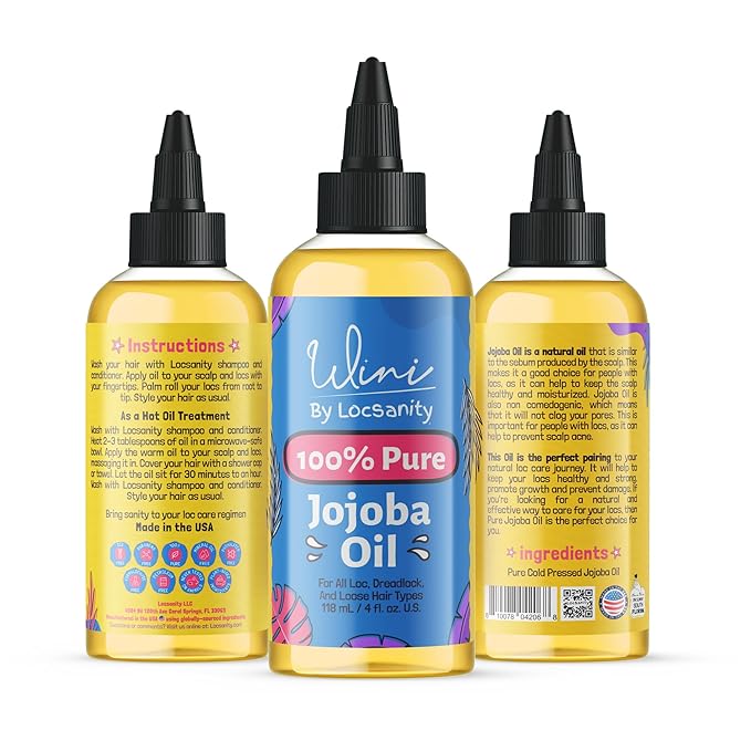 Locsanity Wini 100% Pure Oil 4 Pack, Jojoba, Argan, Coconut, Black Castor, 4 Fl Oz Each-BrightBean Baby