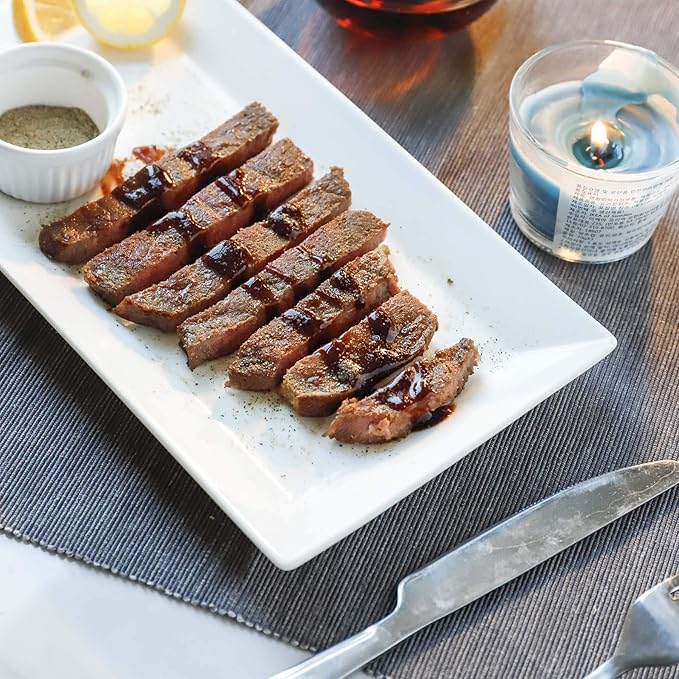 Sweese Porcelain Serving Tray, 12 Inch Rectangle Plates for Sushi, Meat, Desserts, Cakes, White Serving Platter for Restaurant, Banquet, Party, Microwave Oven Dishwasher Safe, Stackable, Set of 4