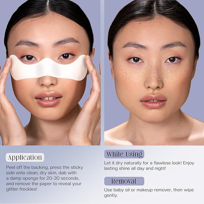 Glitter Freckles Face Tattoo, 10 Pcs Silver Face Glitter Freckles for Women, Festival Outfits for Women Rave Accessories Fake Tattoos, Sparkle Makeup Patches, Waterproof Speckles Patches,Mini Makeup-BrightBean Baby