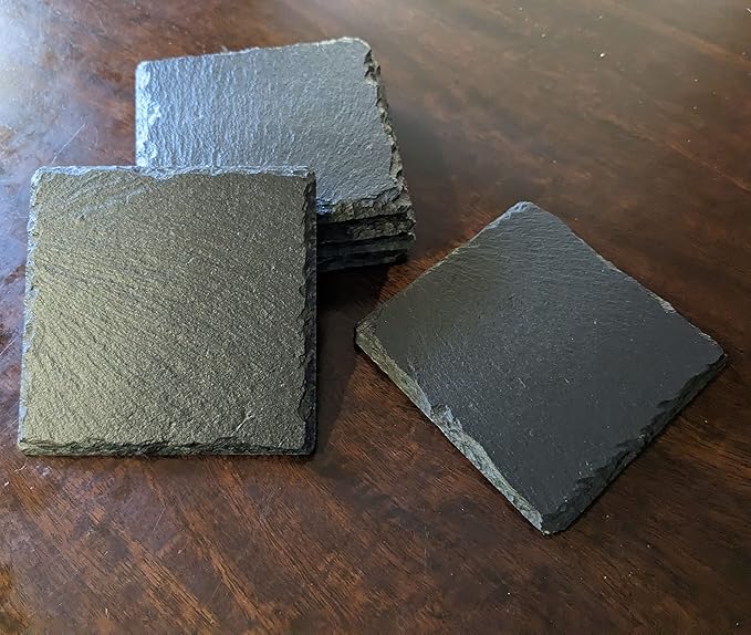 Rev Up Your Ride: V-Twin Engine Coasters for Bikers - Square Slate - Set of 6