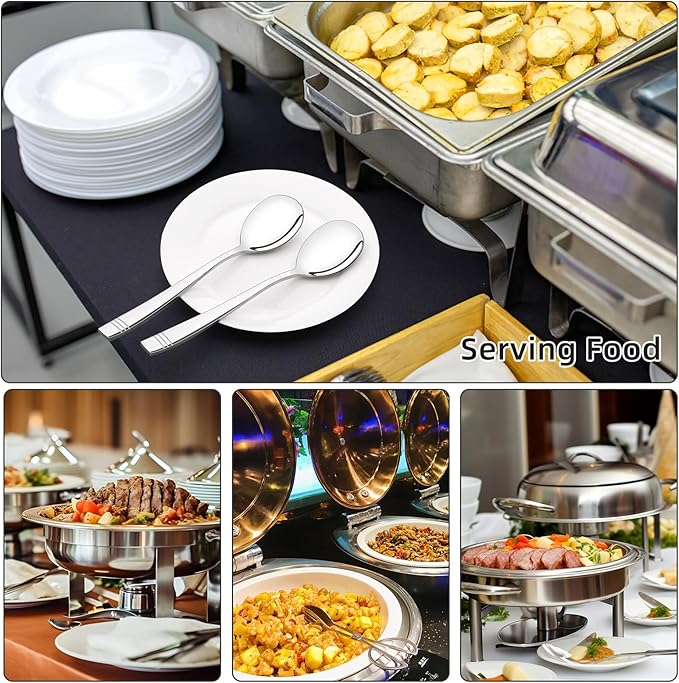 6 Pieces Large Serving Spoons, Stainless Steel Serving Spoons for Cooking, Buffet & Banquet