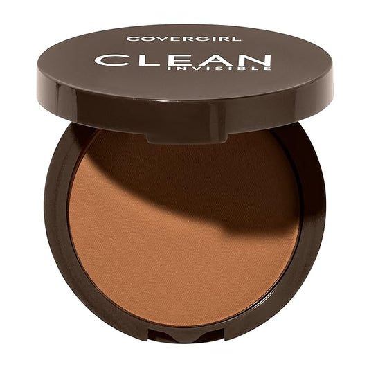 Covergirl Clean Invisible Pressed Powder, Lightweight, Breathable, Vegan Formula, Tawny 165, 0.38oz-BrightBean Baby
