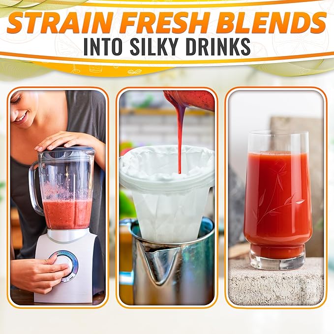 5.3" Large Thai Tea Strainer - Ultra Fine Mesh Сloth Strainer, with Stainless Steel Handle, Reusable, Easy to Clean - Coffee & Tea Filter Suitable for Milk, Juice, Vine & Сottage Сheese Filtering