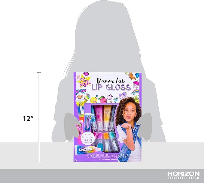 Just My Style Flavor Lab Lip Gloss by Horizon Group USA, DIY 4 Custom Lip Glosses By Mixing Colorful Flavors & Lip Shimmer. Flavors, Shimmer, Lip Gloss Tubes Mixing Stick & Instructions Included-BrightBean Baby