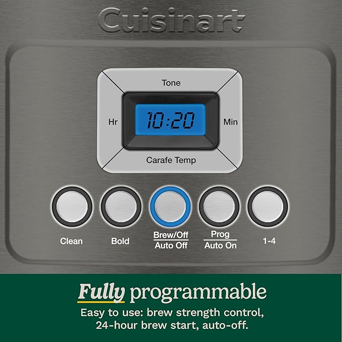 Cuisinart 14-Cup Coffee Maker, Programmable PerfecTemp Glass Carafe Coffee Machine with 1-4 Cup Setting, Brew Strength Control and Brew Pause, Stainless Steel, DCC-3200BKSNAS, Black