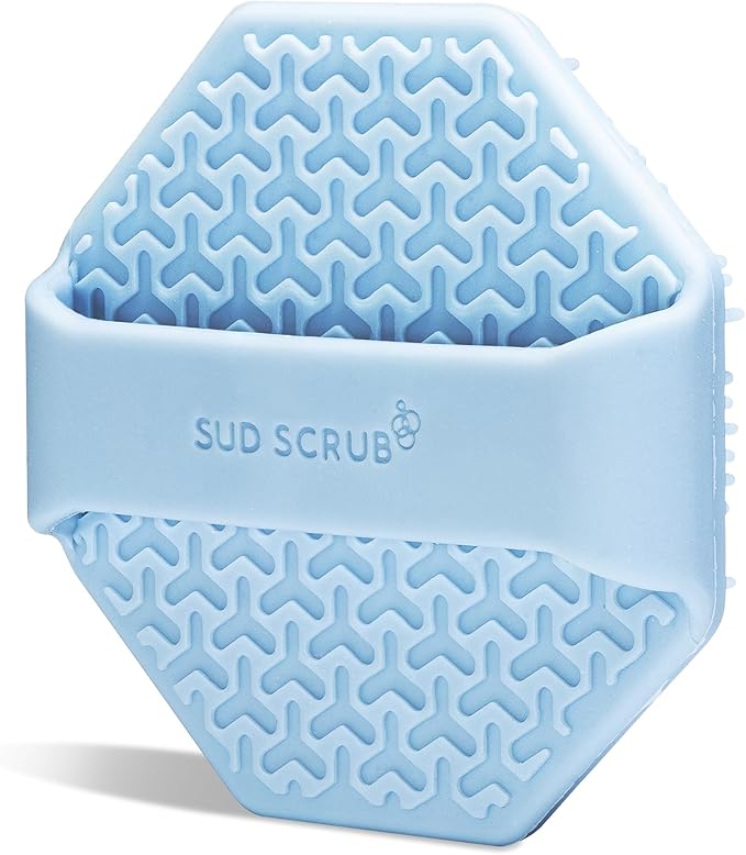 Sud Scrub® Antimicrobial Silicone Face Scrubber, 1 Pack, Gentle Face Exfoliator for Sensitive Skin, Eco Friendly Facial Cleansing Brush, Exfoliating Face Brush for Men and Women (Blue)-BrightBean Baby