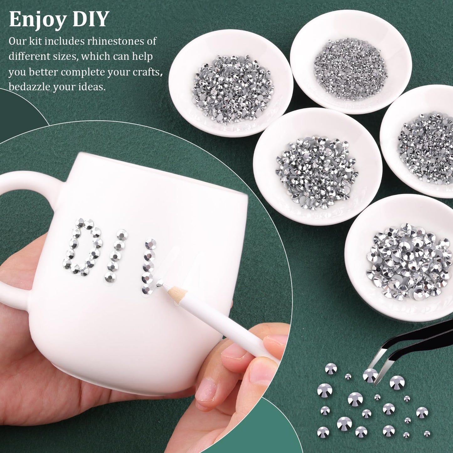 Resin Rhinestones for Crafting with B7000 Jewelry Glue, 2 Boxes Sliver Flatback Crystals with 3Pcs 10ml Glue for Bedazzling Crafts DIY Nail Art Makeup，Non Hotfix Gems for Clothing Shoes-BrightBean Baby