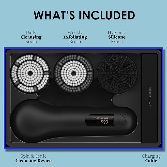 Premium Facial Cleansing Brush,Waterproof Face Scrubber,Spin & Sonic Modes with 3 Intensities,Magnetic 3-Head System for Deep Pore Cleaning, Gentle Exfoliation & Sensitive Skin Care - for Women & Men-BrightBean Baby