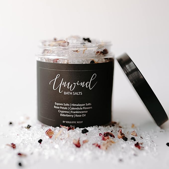 Relaxing Bath Gift Set, Luxury Spa Gifts for Women, Self Care Products for Women and Men, Calm Essential Oil Roller, Oatmeal Lavender Bath Soak & Epsom Salts with Essential Oils-BrightBean Baby