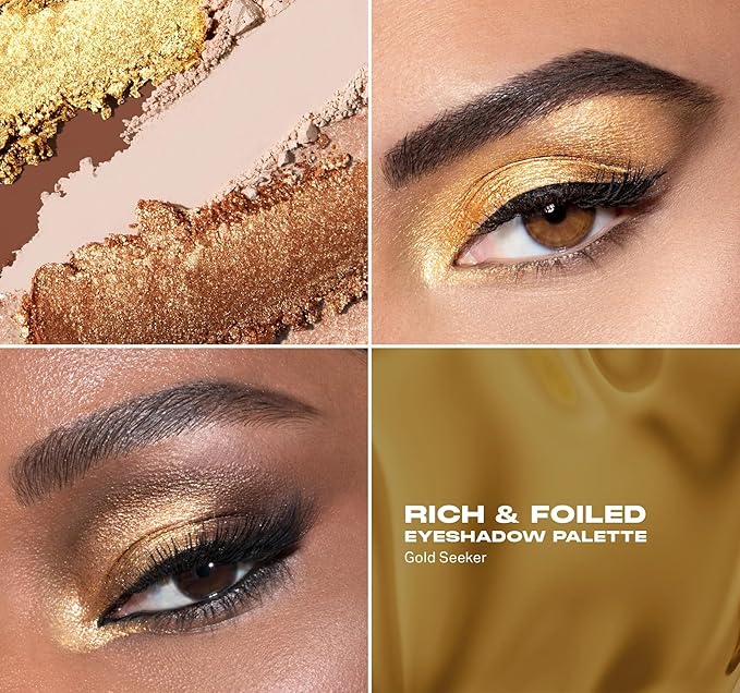 Morphe Rich & Foiled Artistry Palette - Foil-Effect Eyeshadow Palette with Matte, Shimmer & Foil Finishes - Brown & Gold Eyeshadow with Luminous Payoff - Gold Seeker (0.35 oz)-BrightBean Baby