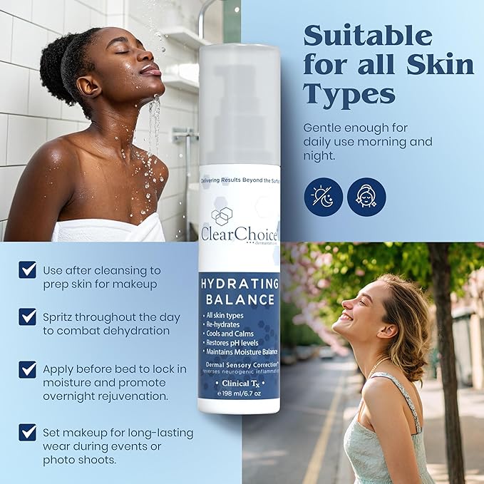 Clear Choice Hydrating Balance Facial Mist 6.7oz – Rejuvenating Spray for All Skin Types, Tightens Pores, Prolongs Makeup, Restores pH Balance-BrightBean Baby