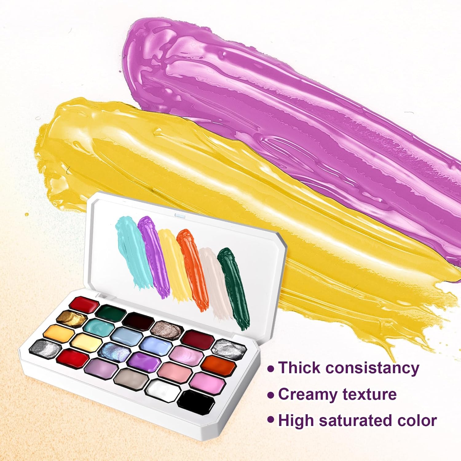 Gradient Painting Gel, 24 Gliter Colors Ombre Gel Nail Polish for Pigment Pat Silver&Gold Aura Nails, French Manicure DIY Nail Art Long-lasting No-wipe Palette C-BrightBean Baby