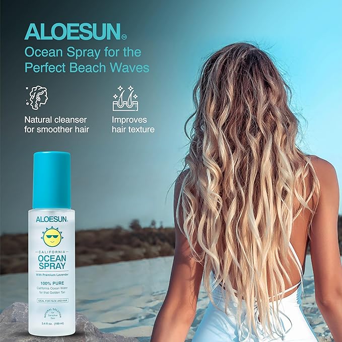 Ocean Spray | Pure California Sea Salt Water Face Mist Infused with Organic Lavender Essential Oil for Tanning | Hair & Scalp Exfoliating Solution | Facial Moisturizer | Travel Size 3.4 Fl Oz-BrightBean Baby