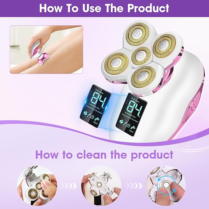 Electric Razors for Women Legs Travel : Rechargeable Waterproof Razor Trimmer for Womens - Dry Wet Electric Shaver for Women - Pro Portable Personal Body Shaver