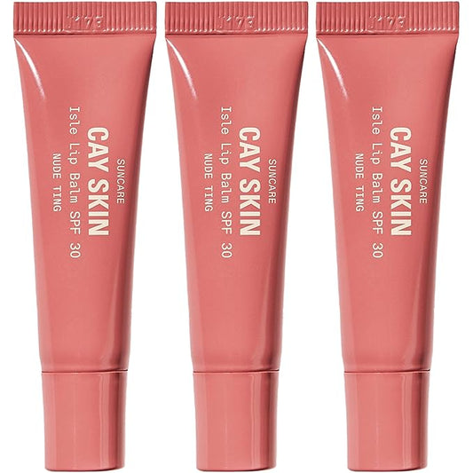Cay Skin Isle Lip Balm SPF 30 – High Shine, Hydrating + Sheer Lip Gloss in Vanilla Brown Sugar Flavor – Formulated with Natural Ingredients for All Skin Tones – 3-Pack, Nude Ting-BrightBean Baby