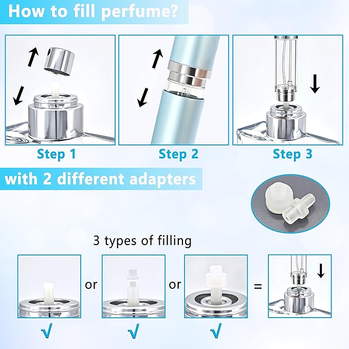 Travel Refillable Perfume Atomizer Bottle 3-Pack 5ml Leakproof Travel Perfume Refillable Bottle (Black Gray & Silver)-BrightBean Baby