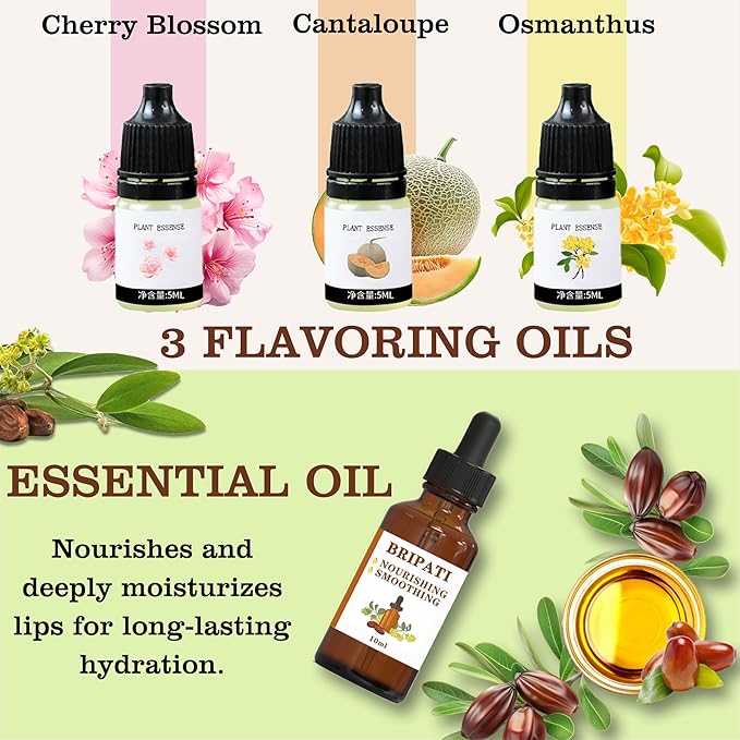 Lip Balm Making Kit - DIY Lip Gloss Kit to Make Your Own Lip Balm with Natural Beeswax, Lip Base Oil, Essential Oil, Tubes, Jars Lip Balm Craft Kit For Adults Girls Moisturizing Lip Care Kit-BrightBean Baby